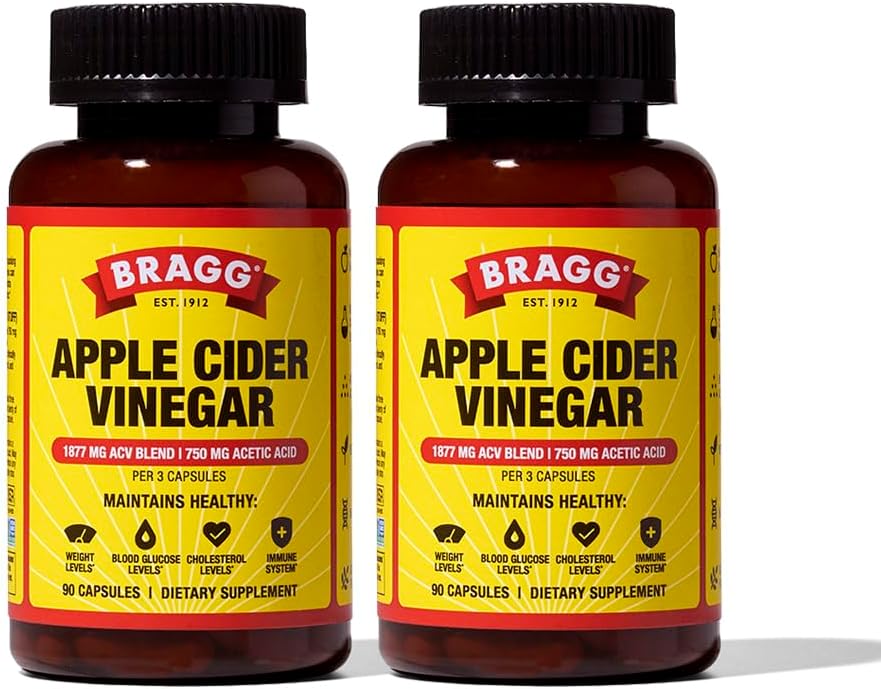Cápsulas de vinagre de manzana Bragg con vitamina D y zinc - (2 Pack) 90 Cápsulas - Soportes El sistema inmunitario