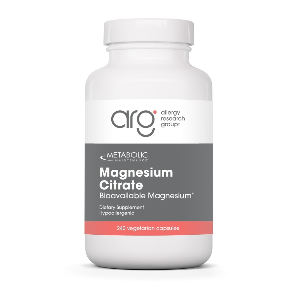 Mantenimiento metabólico cápsulas de citrato de magnesio - Suplemento de magnesio para calma, sueño, músculo &amp; GI Soporte - con vitamina C (240 cápsulas)