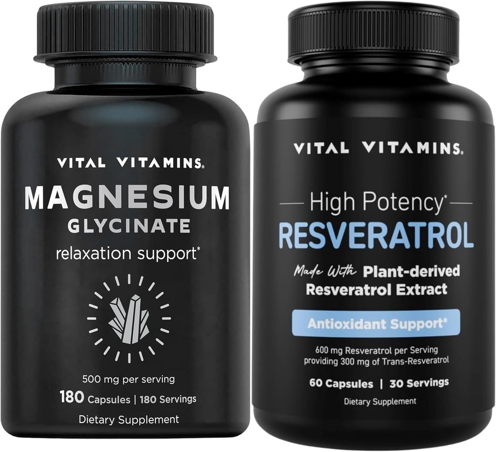 Vital Vitaminas Magnesium Glycinate Capsules + Resveratrol Capsules