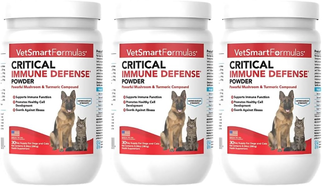 Critical Immune Defense for Dogs & Cats; Supports Normal Cell Growth - Turquía Tail, Reishi, Shiitake y Maitake Mushroom Formula con Patented White Turmeric Root Extract