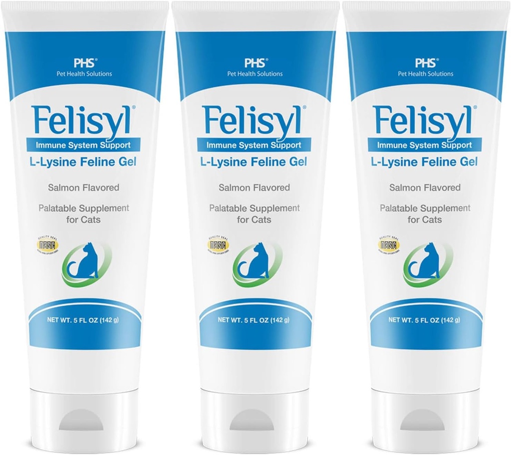 [BRSRMCQLCNYAE234] Felisyl L-Lysine Gel for Cats (5oz) – Apoya Immune, Respiratory y Eye Health. Eases Sneezing, Runny Nose y Watery Eyes. Tasty Salmon Flavor - Made in The USA (3 Pack)