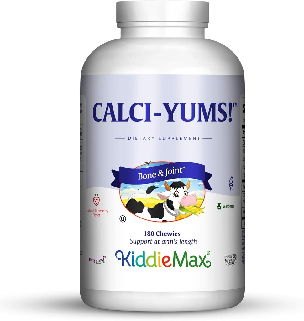 Maxi Health KiddieMax Calcium - CalciYum! - Flavored - Animal Shaped Chewies - Kosher (180 Conde)