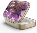 Pill Case Pill Box with Mirror Retro 2 Compartment Small Pill Case for Purse or Pocket Bronze Rectangular Pill Box or Vitamins, Fish Oil, Supplements, Pill Containe Travel Gifts(Gold Marble)