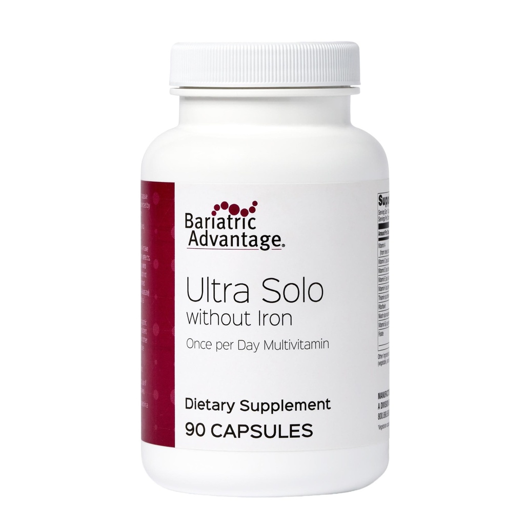 Bariatric Advantage Ultra Solo Sin Hierro - Once-Per-Day Daily Multivitamin - para Pacientes Bariatricos - con Thiamin, Vitamina A &amp; Más - Gluten Gratis - 90 cápsulas