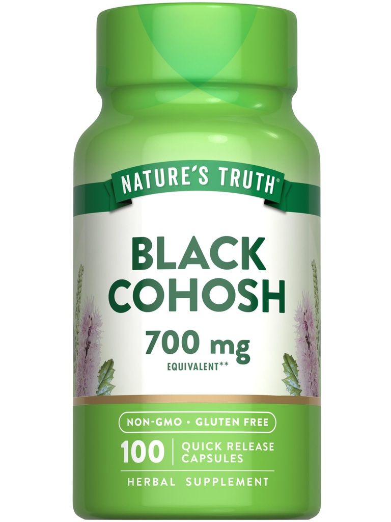La verdad de la naturaleza Cohosh Negro TENIDO 100 cápsulas TENIDO Extracto TENIDO NO GMO &amp; Gluten Suplemento gratuito