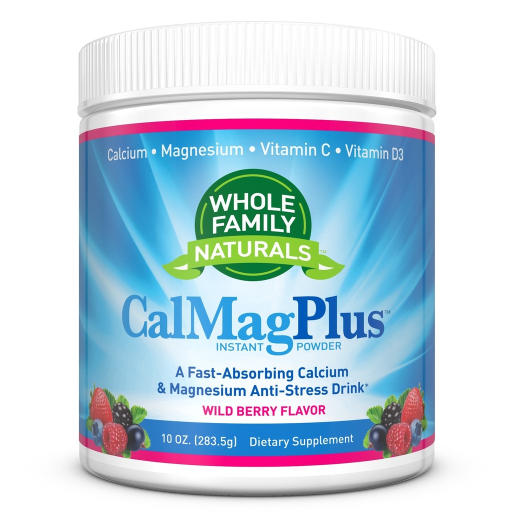 Calcio Magnesium Powder Suplemento - CalMag Plus con vitamina C & D3 - Gluten Gratis, No GMO, Wild Berry Flavor - Natural Calm &amp; Stress Relief Cal Mag Drink - Natural Calm Calcium &amp; Magnesium Powder