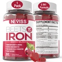 Gotas de remolacha con hierro, metil B12, folato, vitamina C - Aumentar el óxido nítrico & niveles de hierro, apoyo energético, lucha Fatiga, Beetroot & Gentle Iron Suplemento, azúcar Gratis, 60 Condes