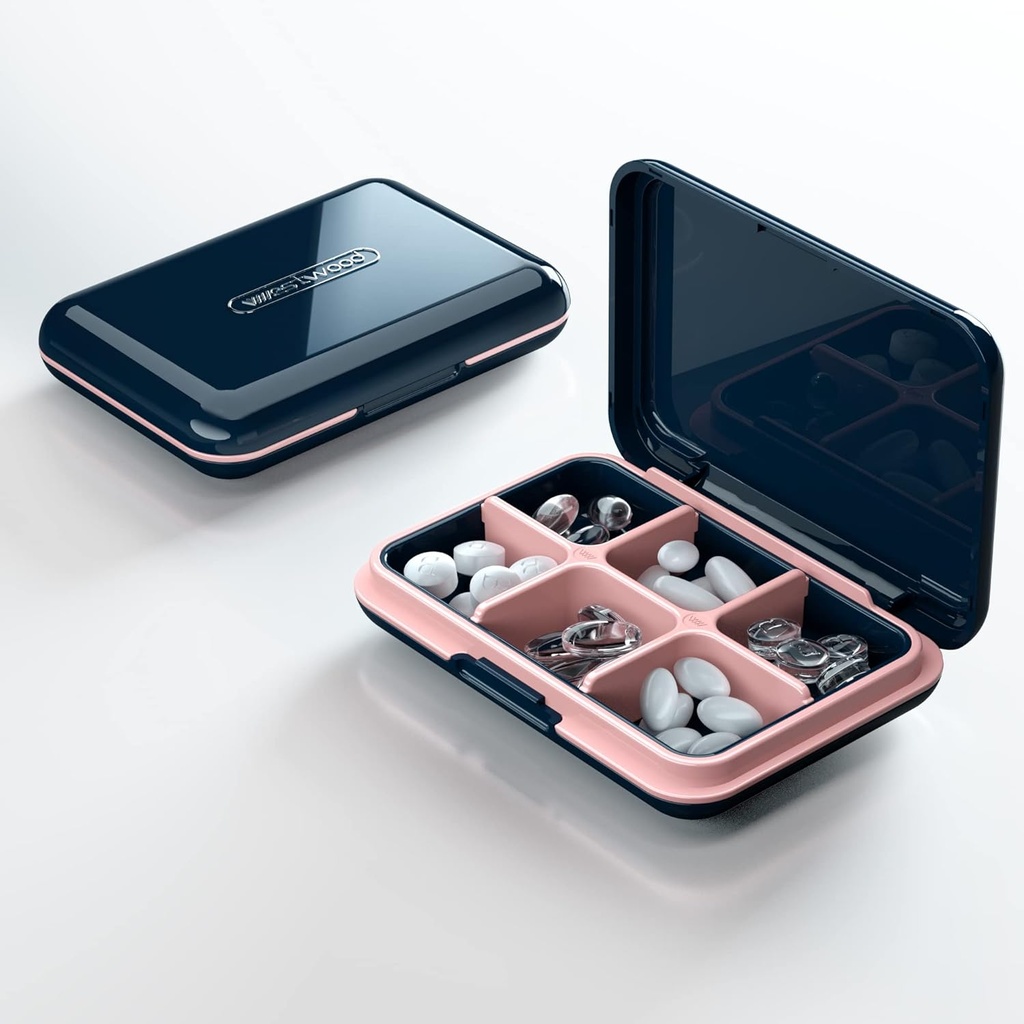 Caja de Píldora de Píldoras, Caja de Píldoras - Acedada Portable Pill Holder, Transportador de Píldoras de Píldora de Píldora de Píldora de Píldora de Píldora de Píldora de Píldoras para Purse, Caja de Organizador de Medicina Compacta A prueba de Agua, Azul