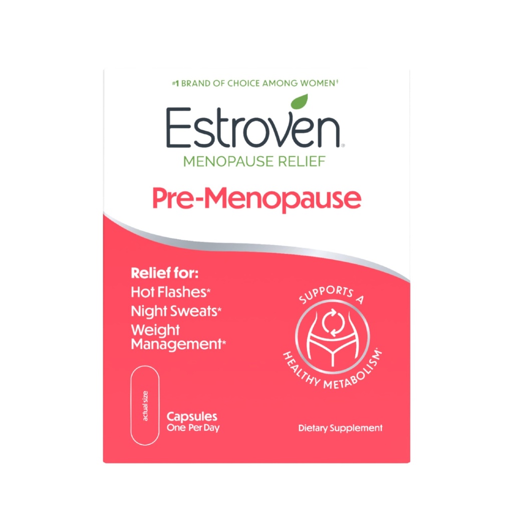 Estroven Pre-Menopause Relief, 30 Ct., Ingredientes de Probación Clínica, Proporciona Alivio de la Menopausa más Sudaderas nocturnas &amp; Hot Flash Relief, Drug-Free o Estrogen Free