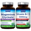 Innato Vitality Magnesium Glycinate & Vitamin B12 Bundle, No Gluten & Vegan, Magnesium (120 Caps) & Vitamina B12 (90 Tapas rápidas de consola), Value Pack, Bundle &amp; Save