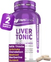 Herbtonics Liver Cleanse Detox & Repair Supplement with Milk Thistle & Artichoke 20-in-1 Liver Support Fórmula, Energía & Salud general TEN Dandelion, Turmeric, Berberine TEN 120 Vegan Capsules