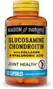 MASON NATURAL Condroitina de Glucosamina con ácido hialurónico Collagen, cápsulas de suministro de 45 días para junta normal, movilidad, flexibilidad, " Apoyo al envejecimiento, 90 cápsulas