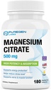 Citrato de magnesio 500 mg TENIDO Magnesio Elemental de Alta Potencia TENIDO Total 180 Caps de verduras, Absorción Superior, No GMO, NO Gluten y lácteos, soporta músculo, articulación y salud cardíaca