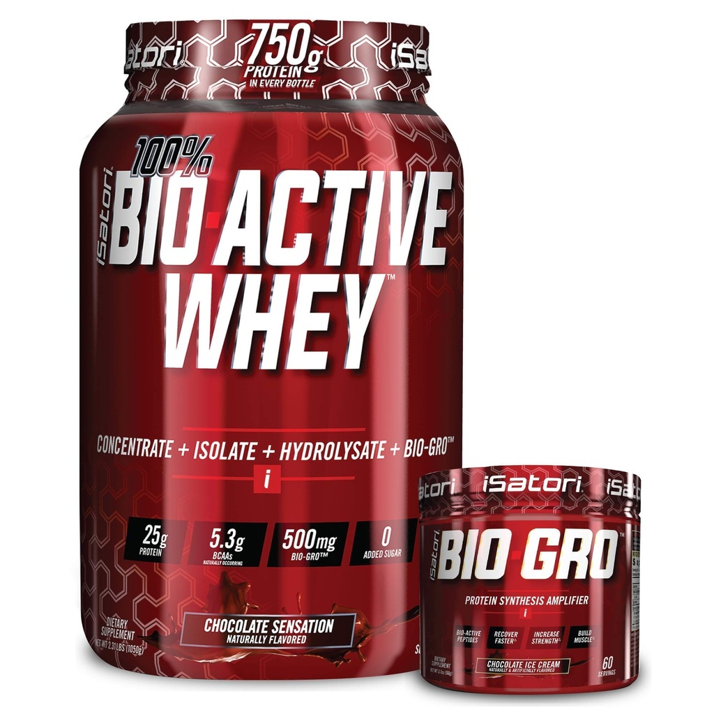 iSatori Bio-GRO Chocolate Ice Cream (60 Servings) " Bio-Active Whey Protein Powder Chocolate Sensation (30 Servings)