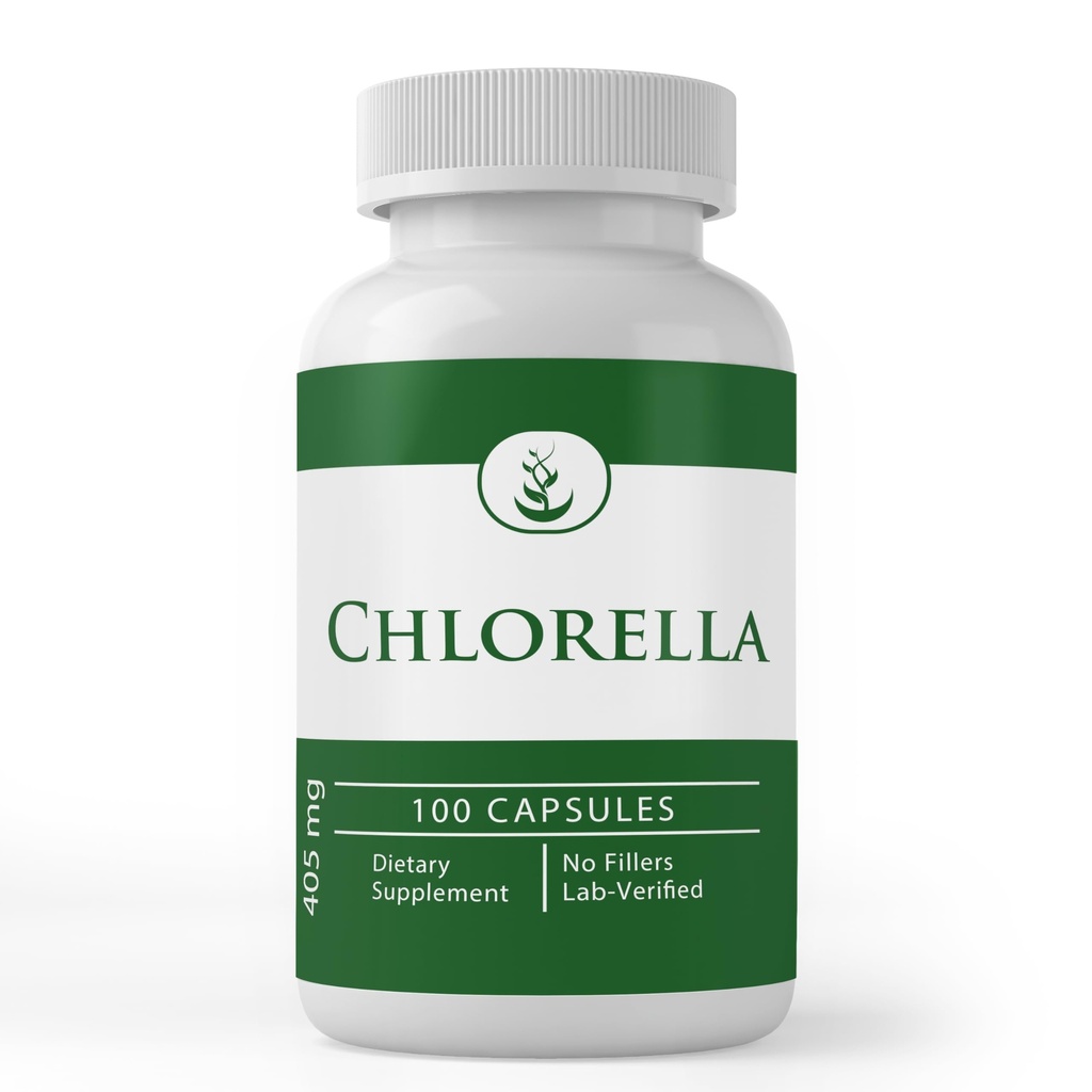 Ingredientes originales puros Clorella, (100 capsules) Siempre puro, sin aditivos ni artillería, Lab Verified