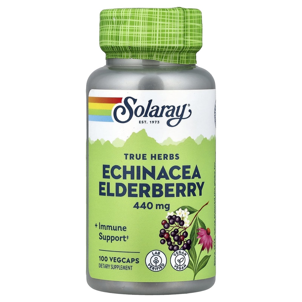SOLARAY Echinacea y Elderberry Capsules, 440 mg TENIDO 100 Conde