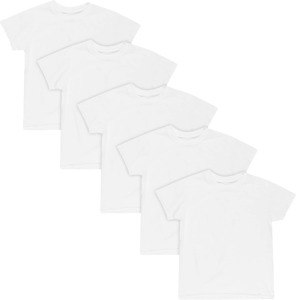 [BRSROBD4AQMROFA2] Camiseta de Hanes Boys, Camisetas Blancas EcoSmart para Niños, Camisas de manga corta, 5 o 10- Pack