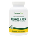 Natures Plus Mega B-150 Complejo - 90 Tabletas Vegetarianas de Liberación Sostenida - Maximum Potency B Complex Vitamin Supplement -Gluten Free - 90 Servings