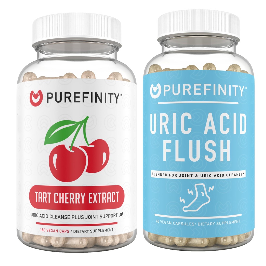 PUREFINITY Uric Acid Flush & Cleanse Capsules + Tart Cherry Extract Capsules