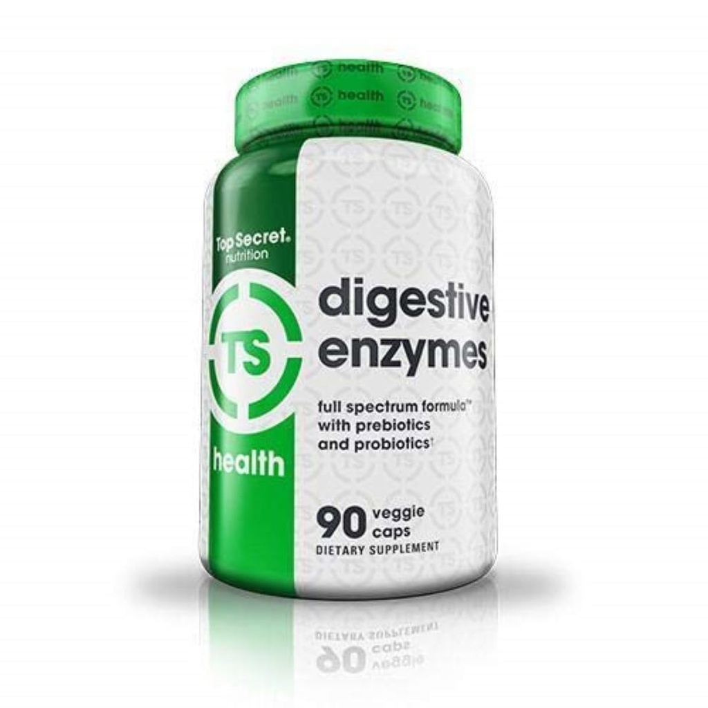 Top Secret Nutrition Digestive Enzymes ← Full Spectrum Prebiotics " Probiotics " TEN 10 Enzymes Silencio para Gut Health, Bloating " Nutrient Absorption TEN 90 Capsules