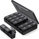PULIV Pill Organizer 3 veces al día en color negro para la protección de privacidad, portable semanal Pill Box 7 Día para el viaje, gran caja de píldoras ligera para vitaminas, medicamentos, suplementos y aceites de pescado