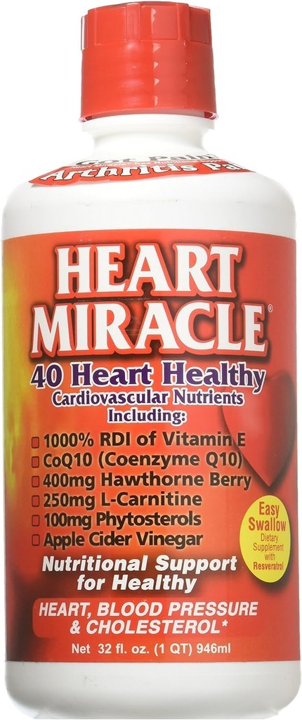 Sistemas del siglo - Milagro del corazón, Suplemento nutricional para presión arterial, colesterol y soporte cardiovascular, 32 onzas líquidos, 16-32