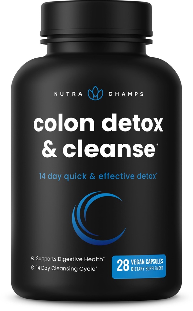 NutraChamps Colon Cleanse " Detox for Weight Loss [14 Day Quick Cleanser] Safe " Effective Formula with Probiotic " Digestive Enzymes for Constipation Relief