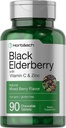 Horbaach Black Elderberry con vitamina C y Zinc TENIDO 90 Tablets Chewable ¦ Mixed Berry Flavor ← Immune Support Complex TEN Vegetarian, Non-GMO, and Gluten Free Supplement