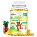 Magnesio Gummies para niños - Magnesio Glycinate Gummies Suplemento con L-Theanine, Vitamina B6, D3 para adultos &amp; niños, calma Magnesio para dormir, relajación, cerebro, huesos, azúcar Pineapple 60ct