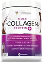 Multi Collagen Peptides Powder para Mujeres - Hidrolyzed Chocolate Collagen Powder para Mujeres con Tipos I II III V & X Vitamina C & Hialurónica Ácido para la piel del cabello y uñas (Chocolate) - 30 piezas