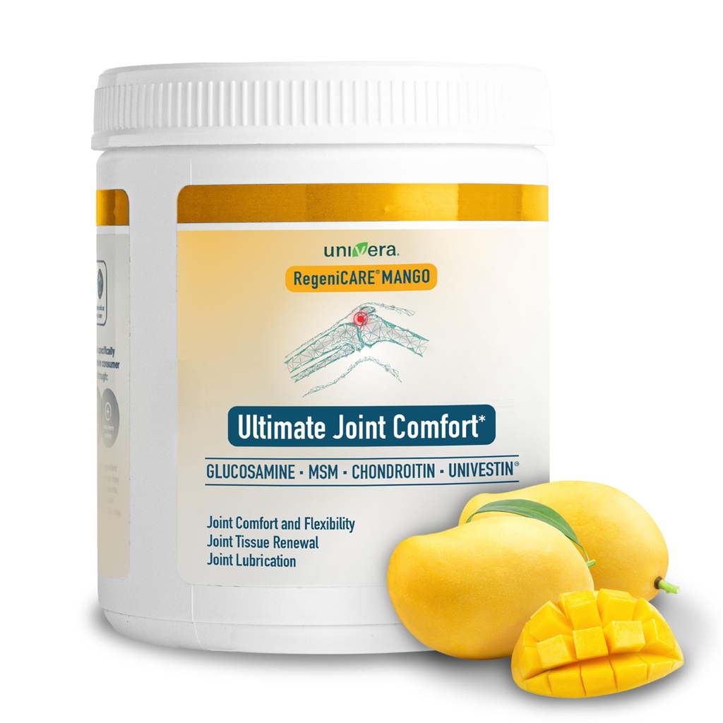 Univera RegeniCARE Canister, Glucosamine, Condroitin, MSM, Univestin, Restores Cartilaje, Soporta Confort Conjunto + Movilidad + Flexibilidad, Fuente de 30 días (Mango Flavor)