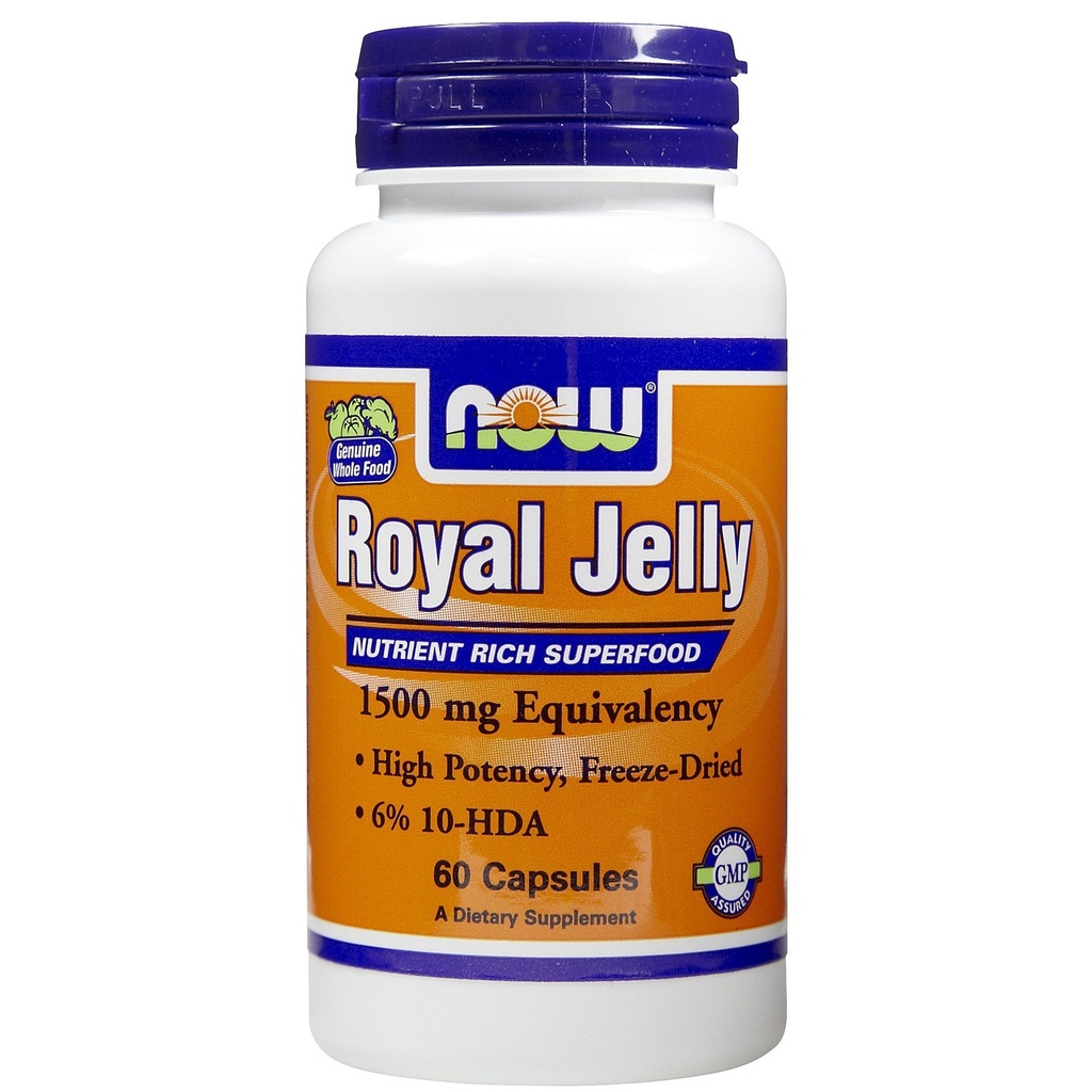 NOW Foods Royal Jelly, 1500 Milligrams, 60 Veg Capsules Per Bottle (3 Bottles)