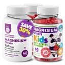 Niños Magnesio 120 cuentan y Magnesio 60 cuentan Gummies Libre de Azúcar - Calma Magnesio Gummies Suplemento para niños, Lágrimas de calma de magnesio sin azúcar para adultos