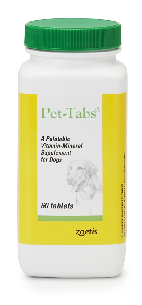 Pet-Tabs Multivitamina y Suplemento Mineral para Perros, Tablet Chewable, 60 Conde Botella
