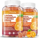 Calcio Magnesio Suplemento Gummies para Adultos: Calcio Citrato 600 mg con Vitamina D3 & K2 para Mujeres Hombres - Apoyo B0ne Strength, Better Zzz, Muscles, Energy & Immune (120 Conde)