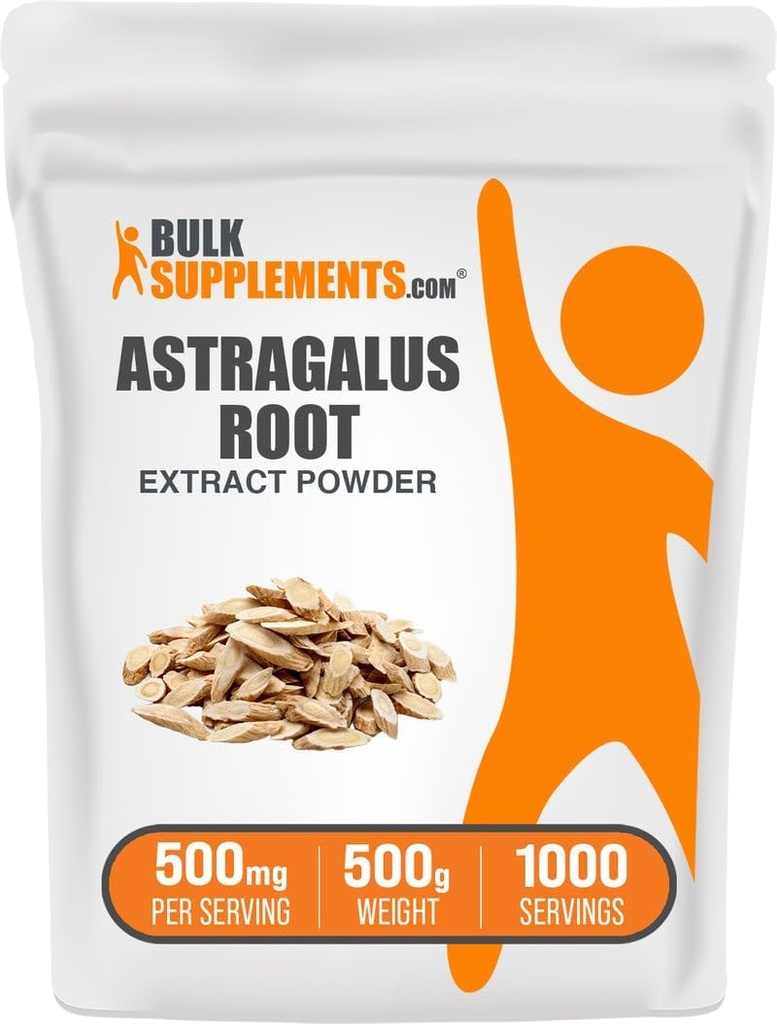 [BRSWKHDYAQFQYFA3] BulkSupplements.com Astragalus Extract Powder - Astragalus Root Powder, Herbal Supplement - Vegan & Gluten Free, 500mg por Serving, 500g (1.1 lbs) (Pack of 1)