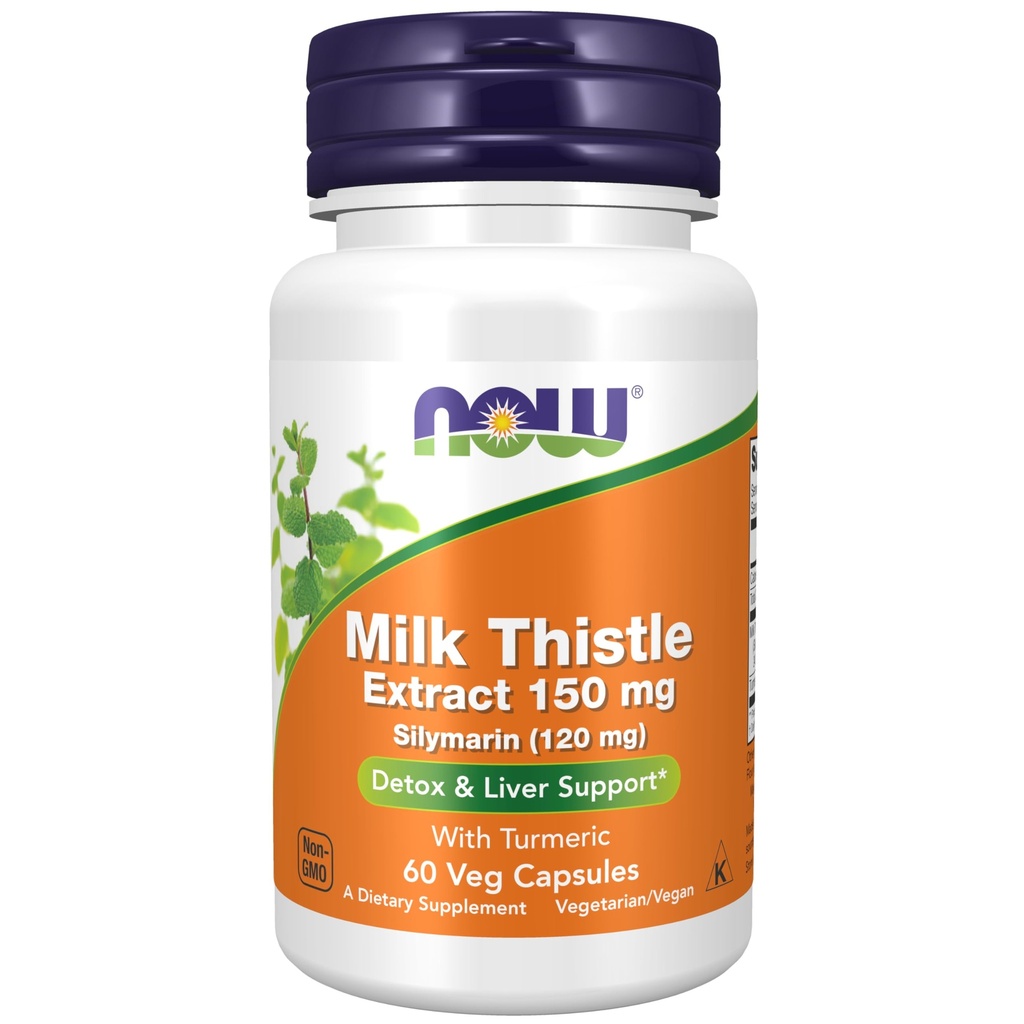 AHORA Suplementos de alimentos, Silymarin Milk Thistle Extrae 150 mg con Turmeric, soporta la función del hígado*, 60 cápsulas de veg