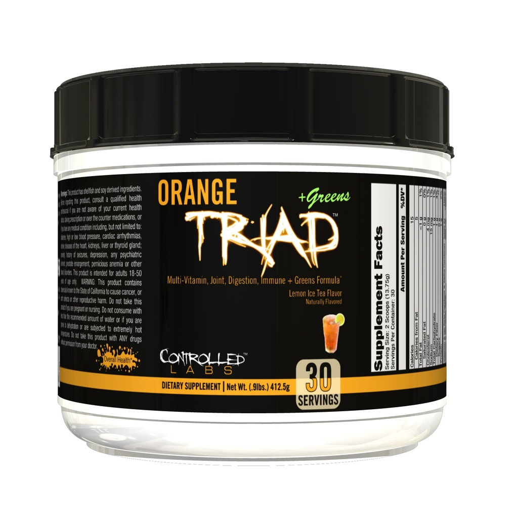 LABS CONTROLADO Tríada de Naranja Más Verdes para Hombres y Mujeres, 30 Servidores Suplemento Deportivo Libre de Hierro para Salud Global, Multivitamina, Digestión, Sistema Inmunitario y Salud Conjunta