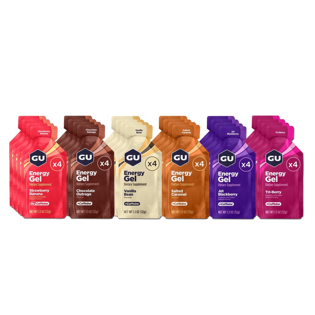 GU Energy Original Sports Nutrition Energy Gel, Vegan, Gluten-Free, Kosher y Dairy-Free On-the-Go Energy for Any Workout, 24-Count, Assorted Flavors