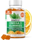Zenwise Health Omega 3 Gummy Suplemento - Burpless Omega 3 Suplemento con DHA & EPA Fatty Acids for Immune Health - Aceite de pescado de origen sostenible, aceite de linaza & vitamina E - 30 Gummies