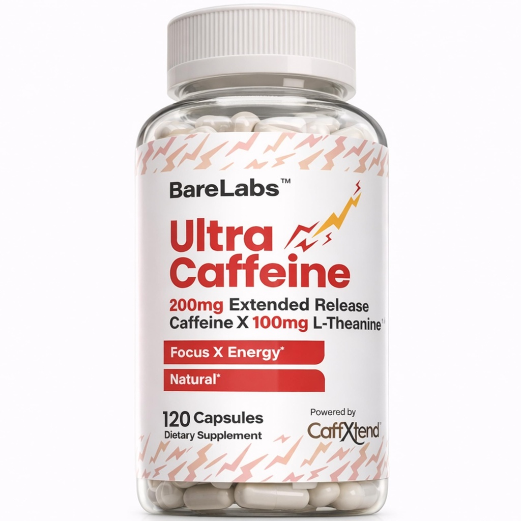 Extended Release Caffeine Pills + Caffeine L-Theanine + Focus & Energy Supplement + No Jitters, No Crash + Natural - 120 Capsules