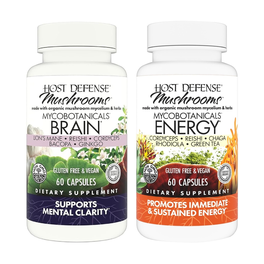 Host Defense Bundle with MycoBotanicals Brain* Capsules, 60 Conde &amp; MycoBotanicals Energy* Capsules, 60 Conde - Support Memory & Focus - Support Sustained Energy*