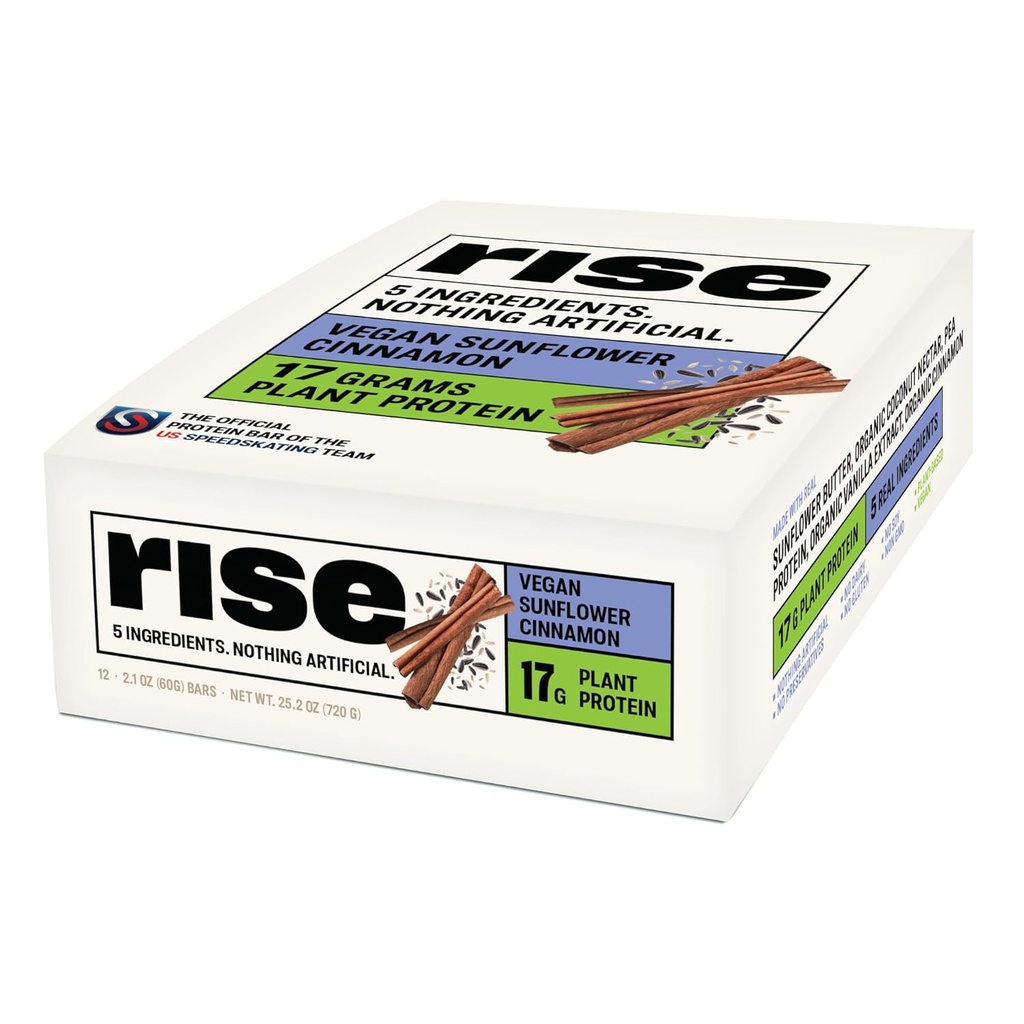 [BRSWIFIRCAMWODA5] Rise Pea Protein Bar - Canela de girasol vegano ← Desayuno Bar " Protein Snack 17g Protein Just 5 Whole Food Ingredients Non-GMO Soya libre de gluten