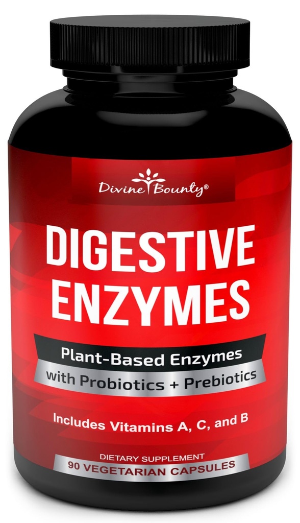 Enzimas Digestivos con Probióticos " Prebióticos con Lipase, Amylase, Bromelain - Apoyar una Tracto Digestivo Saludable para Hombres y Mujeres – 90 cápsulas vegetarianas