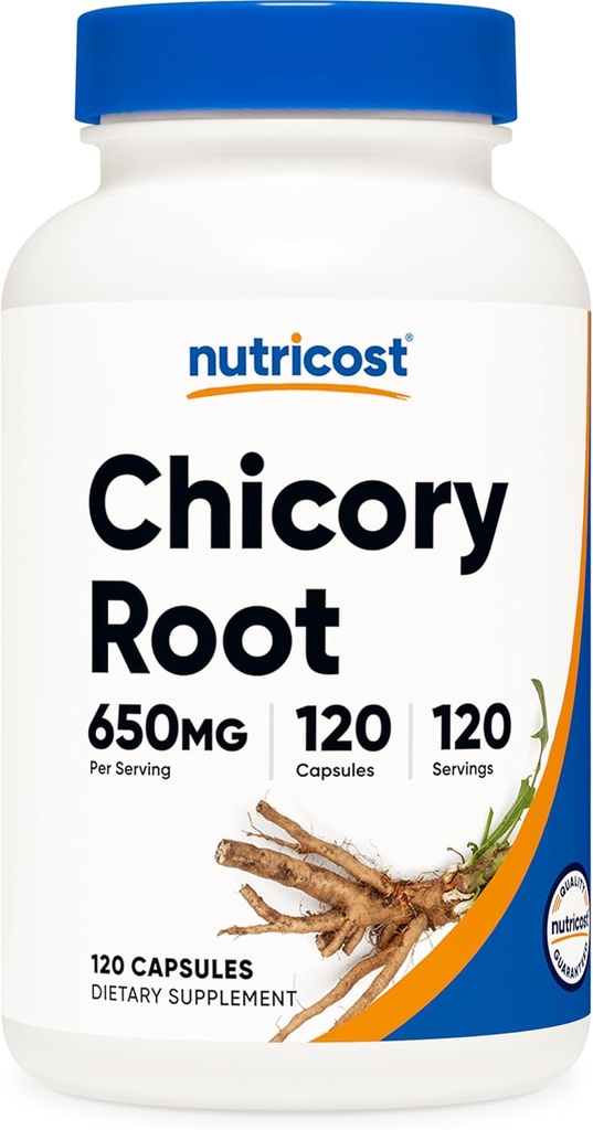 Nutricost Chicory Root 650mg Por Capsule - 120 Plant-Based Capsules, Non-GMO, Gluten Free