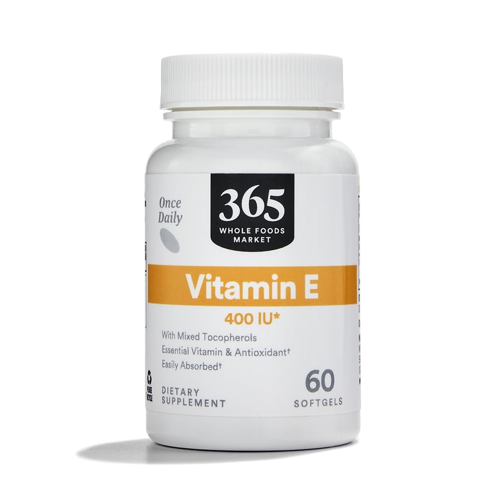 365 por Whole Foods Market, Vitamina E 400 UI con Tocopherols mixtos, 60 Cuenta