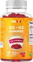 Vitamina D3 + K2 Gummies – Bone & Heart Health Support – 180 Pectin-Based Vegan Gummies