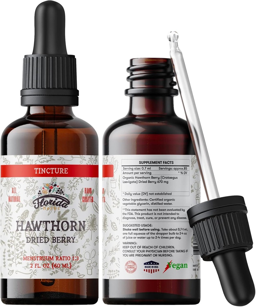 Hawthorn Berry Tincture, Organic Hawthorn Berry Extract (Crataegus Laevigata)