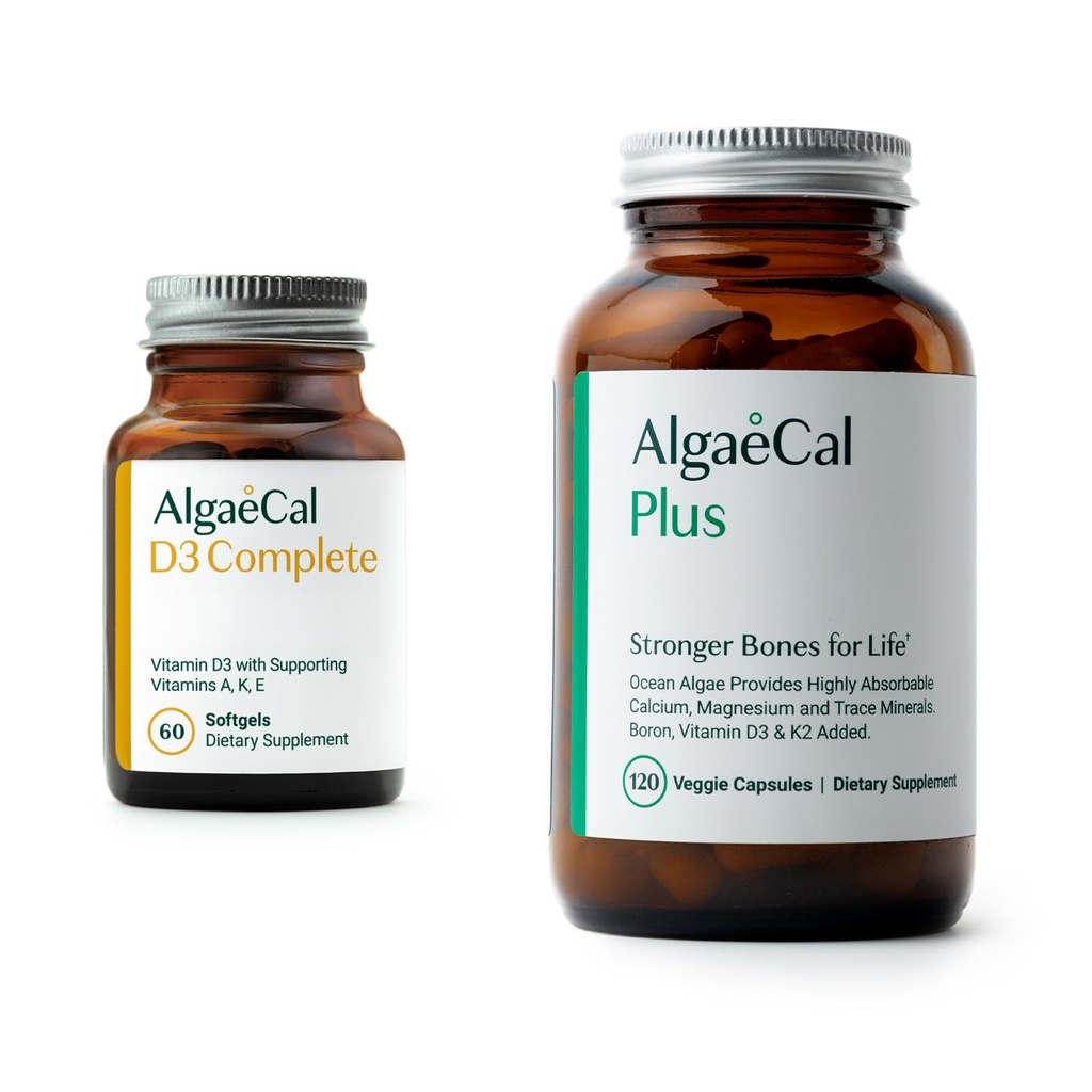 ALGAECAL Bundle - D3 Completo (1000 UI) + K2, Vitamina E, Vitamina A " Calcio de base vegetal para huesos más fuertes