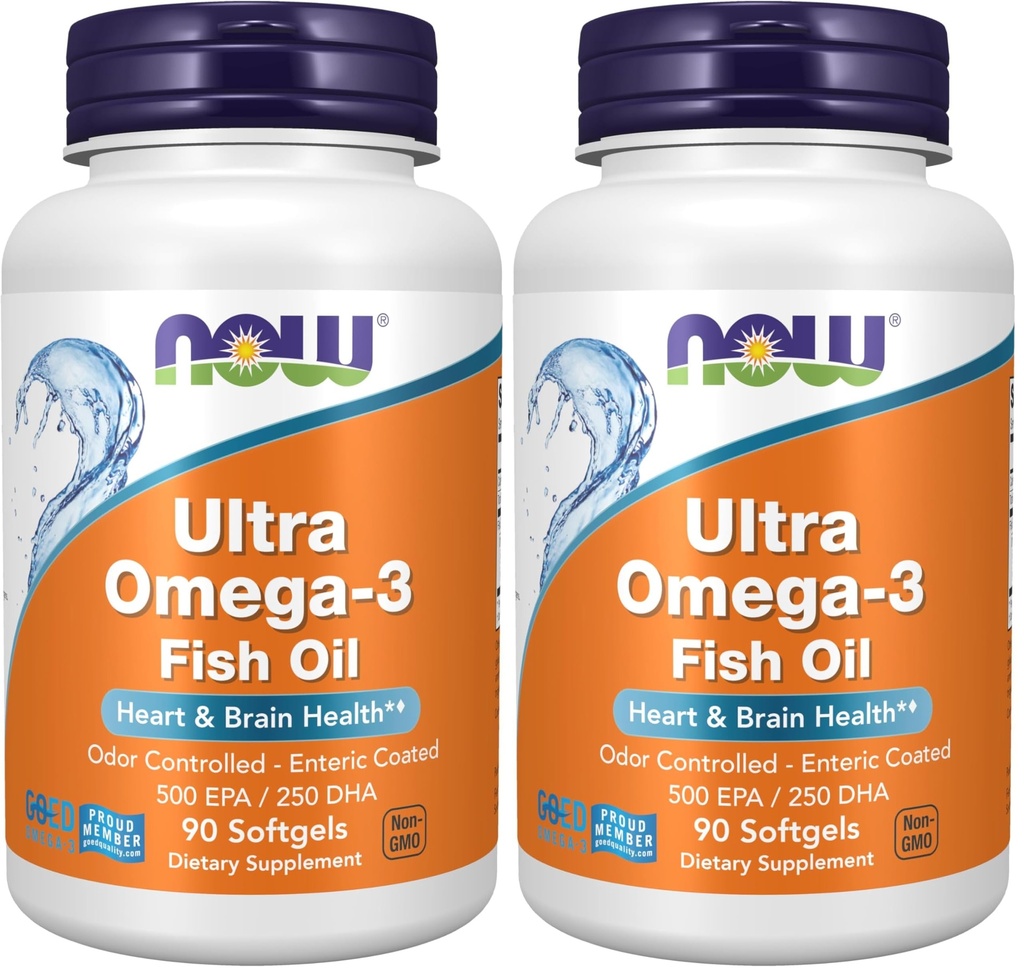 AHORA Suplementos, Ultra Omega-3 Molecularmente Destilado y Enteric Coated, 90 Softgels (Pack of 2)